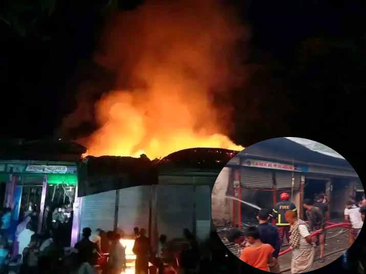 চরফ্যাশনে বজলু বাজারে ভয়াবহ অগ্নিকান্ড ৫টি দোকান পুড়ে ছাই