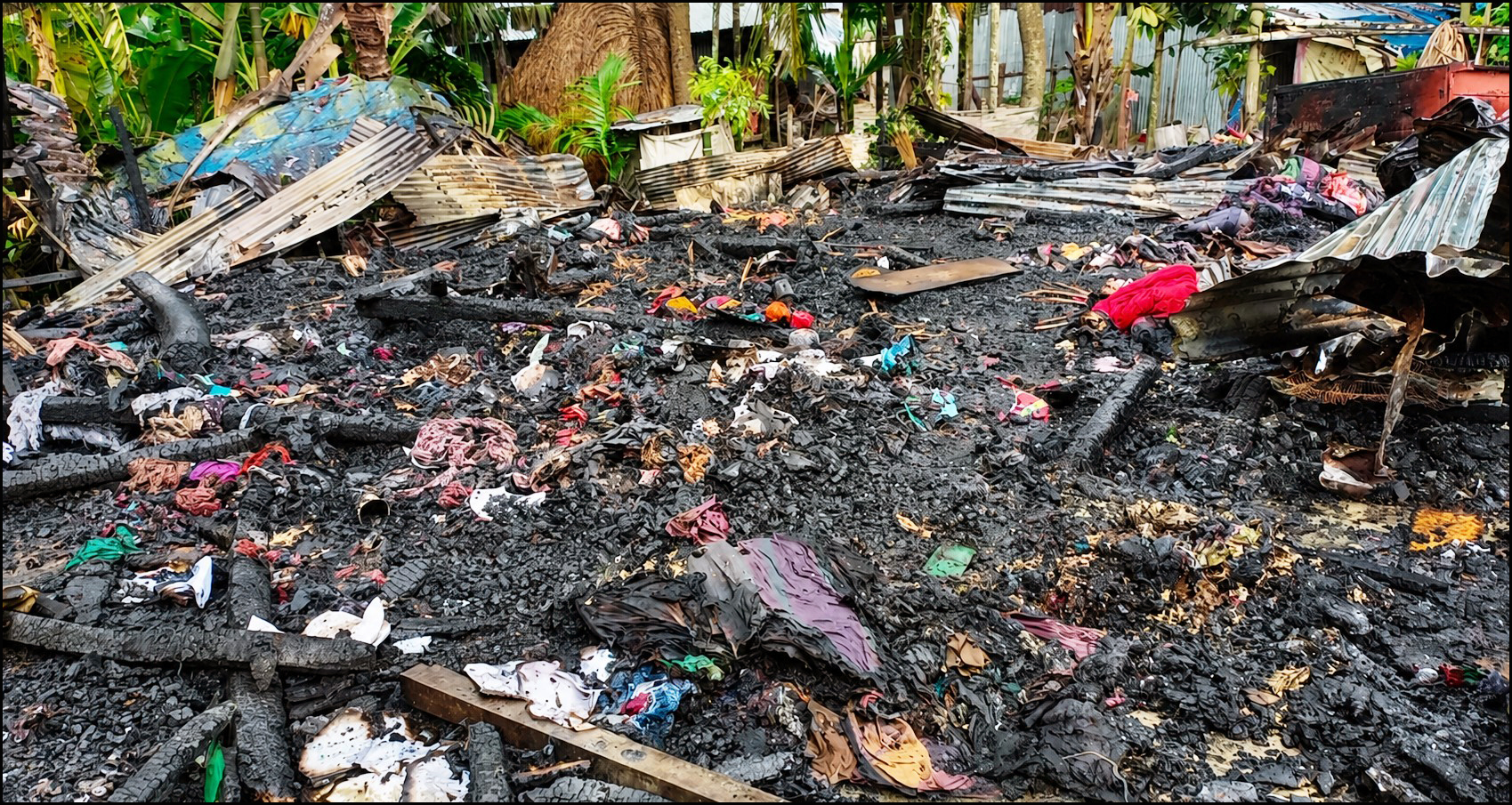 লালমোহনে ভয়াবহ অগ্নিকান্ডে দুইটি বসতঘর পুড়ে ছাই
