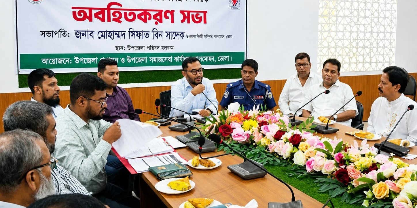 লালমোহনে ফ্যামিলি কার্ড খানা তথ্য সংগ্রহ কার্যক্রম বিষয়ক অবহিতকরণ সভা